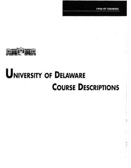University of Delaware Course Descriptions