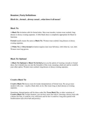 Reunion | Party Definitions