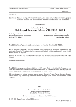 Multilingual European Subsets of ISO/IEC 10646-1