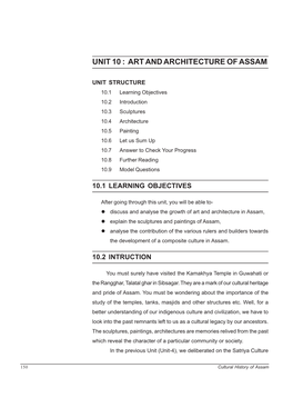 Unit 10 : Art and Architecture of Assam