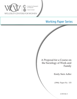 A Proposal for a Course on the Sociology of Work and Family