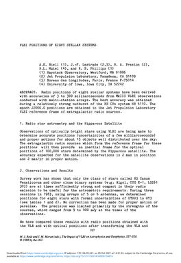 VLBI POSITIONS of EIGHT STELLAR SYSTEMS AE Niell