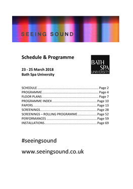 Schedule & Programme
