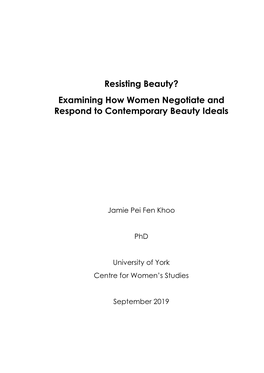 Resisting Beauty? Examining How Women Negotiate and Respond to Contemporary Beauty Ideals