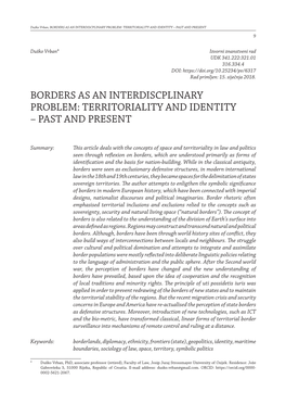 Territoriality and Identity – Past and Present 9