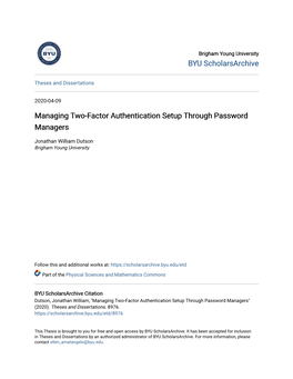Managing Two-Factor Authentication Setup Through Password Managers