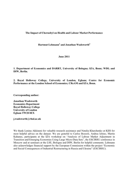 The Impact of Chernobyl on Health and Labour Market Performance