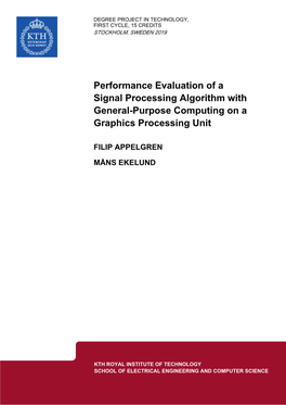 Performance Evaluation of a Signal Processing Algorithm with General-Purpose Computing on a Graphics Processing Unit