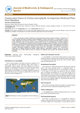Conservation Status of Cornus Macrophylla