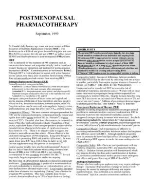 Postmenopausal Pharmacotherapy Newsletter