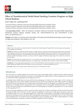 Effect of Transtheoretical Model Based Smoking Cessation Program On