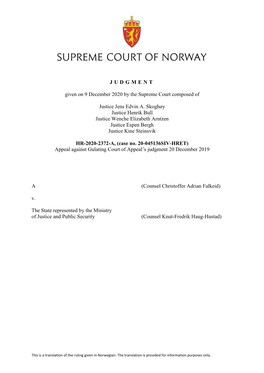 JUDGMENT Given on 9 December 2020 by the Supreme Court