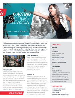 Acting for Film + Television