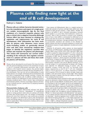 Plasma Cells: Finding New Light at the End of B Cell Development Kathryn L