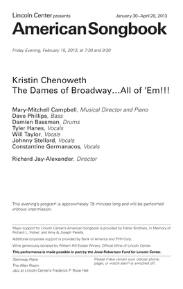 Kristin Chenoweth the Dames of Broadway…All of 'Em!!!