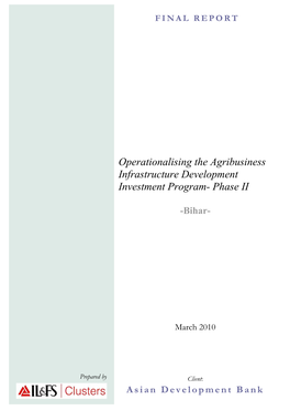 Operationalising the Agribusiness Infrastructure Development Investment Program- Phase II