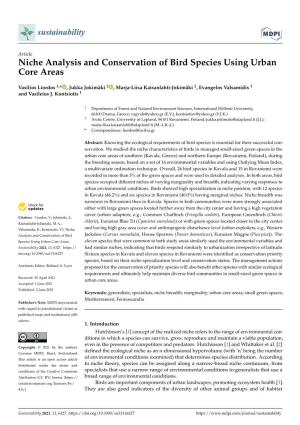 Niche Analysis and Conservation of Bird Species Using Urban Core Areas