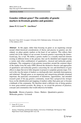 The Centrality of Genetic Markers in Livestock Genetics and Genomics