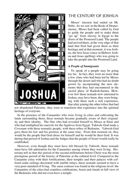 THE CENTURY of JOSHUA Moses’ Mission Had Ended on Mt