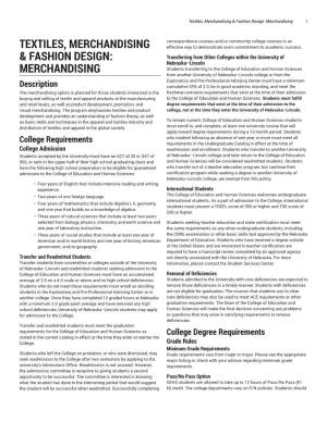 Textiles, Merchandising & Fashion Design