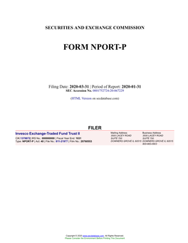 Invesco Exchange-Traded Fund Trust II Form NPORT-P Filed 2020-03-31