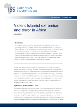 Violent Islamist Extremism and Terror in Africa