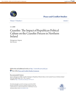 Ceasefire: the Mpi Act of Republican Political Culture on the Ceasefire Process in Northern Ireland Montgomery Sapone Yale University