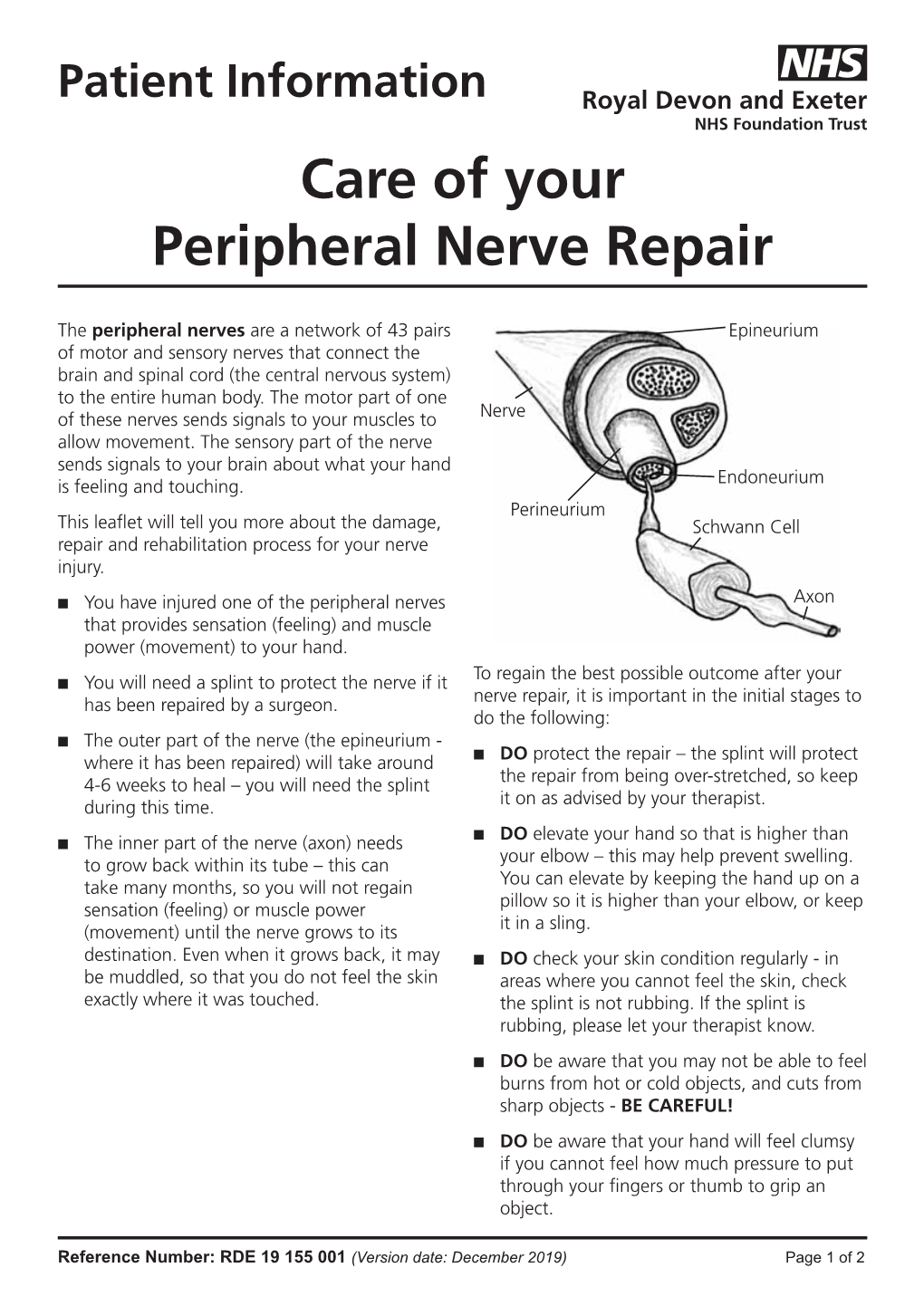 Care of Your Peripheral Nerve Repair