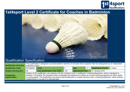 1St4sport Level 2 Certificate for Coaches in Badminton