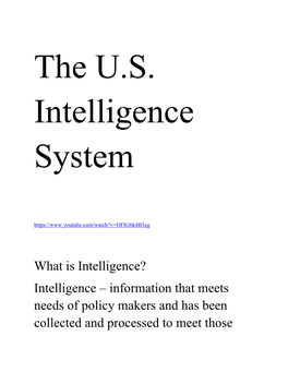 Intelligence System