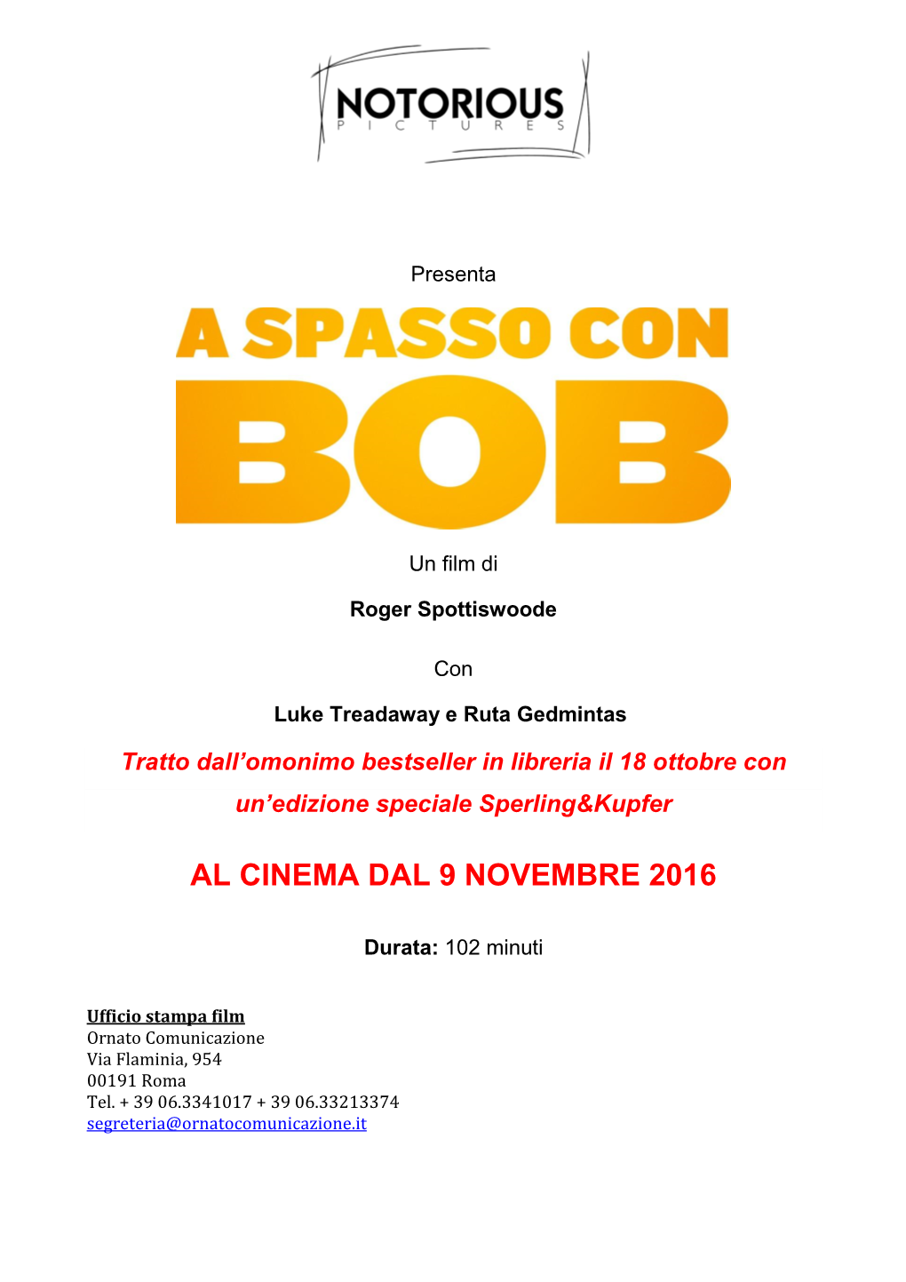 Al Cinema Dal 9 Novembre 2016