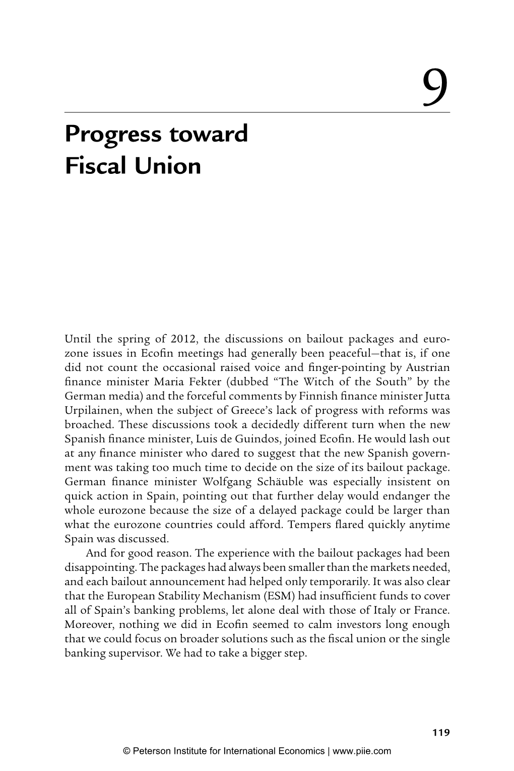 Progress Toward Fiscal Union