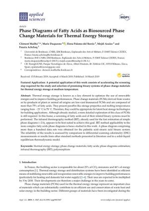 Phase Diagrams of Fatty Acids As Biosourced Phase Change Materials for Thermal Energy Storage
