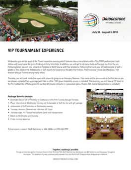 Vip Tournament Experience