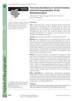 From East Gondwana to Central America: Historical Biogeography of the Alstroemeriaceae