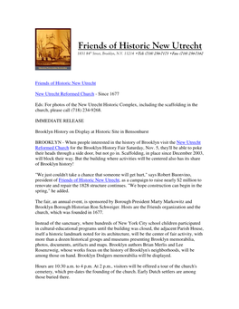 Friends of Historic New Utrecht 1831 84 Th Street, Brooklyn, N.Y