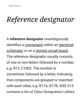 Reference Designator