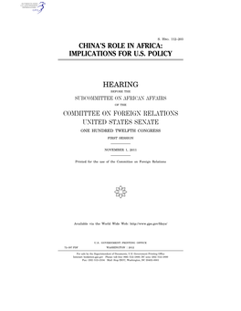 China's Role in Africa