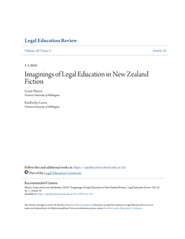 Imaginings of Legal Education in New Zealand Fiction Grant Morris Victoria University of Wellington