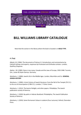 Bill Williams Library Catalogue