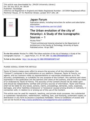 The Urban Evolution of the City of Heiankyō: a Study of The