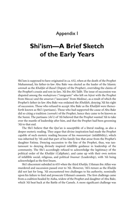 Shi'ism—A Brief Sketch of the Early Years