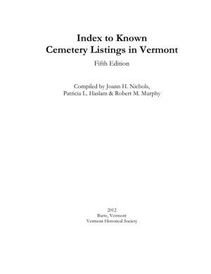 Index to Known Cemetery Listings in Vermont