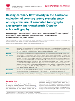 Resting Coronary Flow Velocity in The