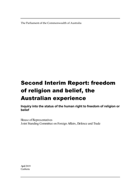 Second Interim Report: Freedom of Religion and Belief, the Australian Experience