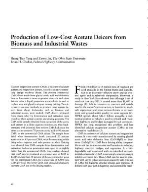 Production of Low-Cost Acetate Deicers from Biomass and Industrial Wastes