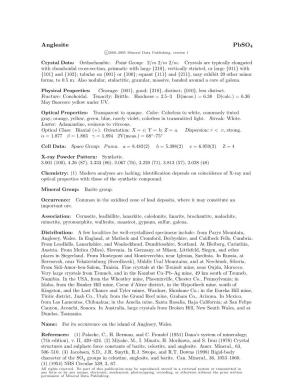 Anglesite Pbso4 C 2001-2005 Mineral Data Publishing, Version 1