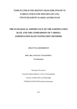 Tohum Çimlenme Hizinin Ekolojik Önemi Ve Farkli Çimlenme Hizi Hesaplama Yöntemlerinin Karşilaştirilmasi