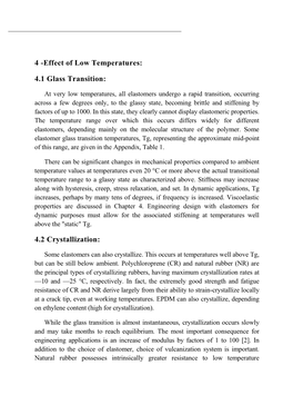 4 -Effect of Low Temperatures: 4.1 Glass Transition: 4.2 Crystallization