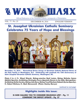 St. Josaphat Ukrainian Catholic Seminary Celebrates 75 Years of Hope and Blessings